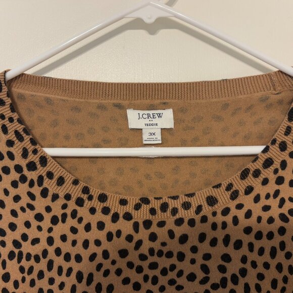 J. Crew #AZ889 Women's Plus L/S Pullover Cheetah Teddie Sweater 3X Brown/Black - Picture 3 of 9